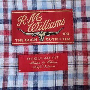 RM Williams 100% Linen Mens Button Up Shirt Size XXL Western Ranch Classic